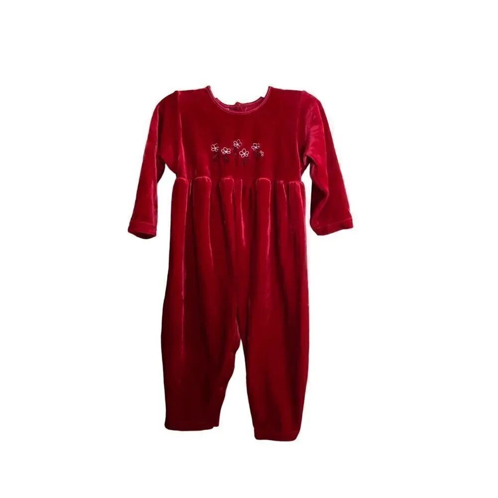 Oshkosh vintage, red velvet, one piece outfit size 24 months